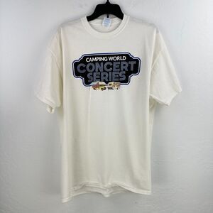 Port &‎ Company T-shirt Camping World Concert Series XL White Blue Short Sleeve